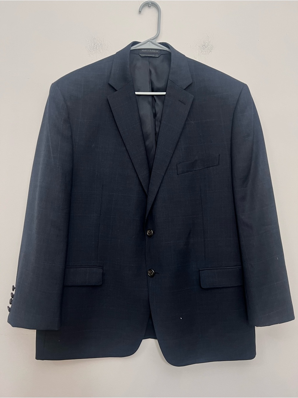 Ralph Lauren Navy Windowpane Wool Two-Button Blazer